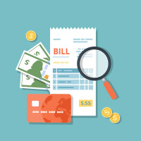 Monthly bills cartoon graphic